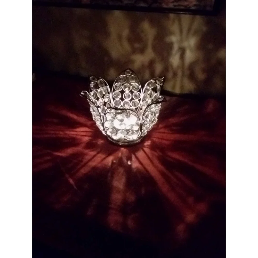 Z Gallerie Crystal Bling Lotus Flower Candle Holder perfect w Tea Light GORGEOUS